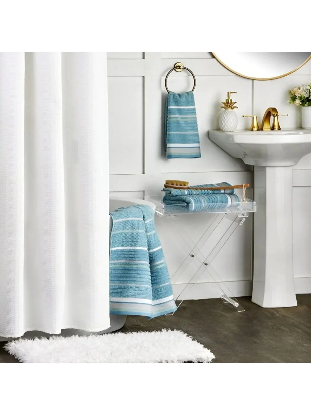 Soft & Absorbent 100% Cotton 2-Piece Hand Towel Set, Jacquard, Teal, 550 GSM